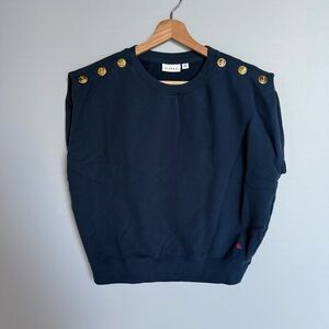 Clare V. Le Vest in Navy with Gold Anchor Buttons